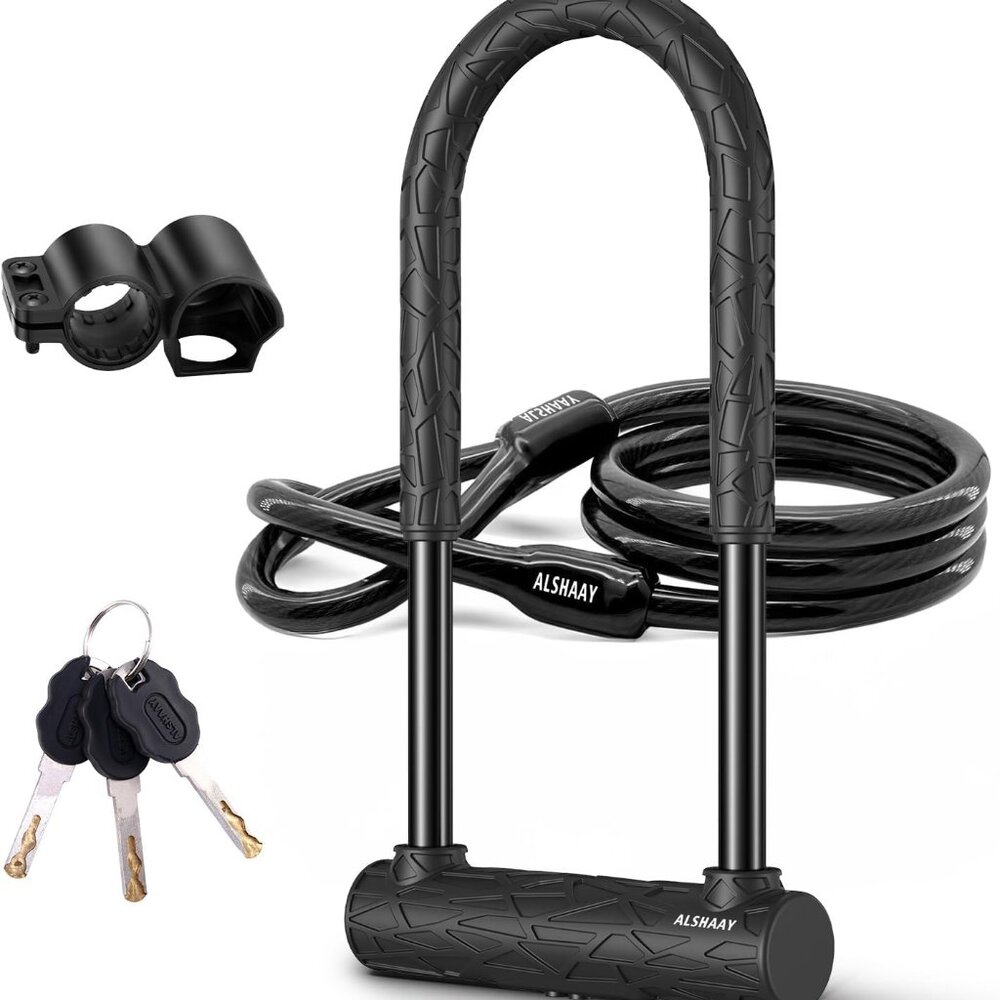 Heavy Duty Bike U Lock - Super Strong 12 Ton Shear, 20mm U Shape Lock Anti-Theft
